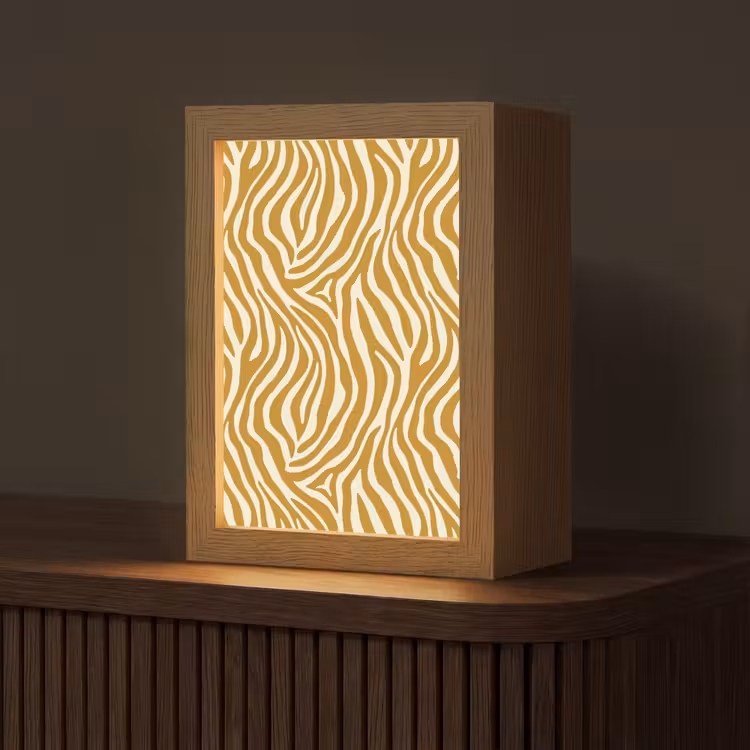 Zebra - Klassiek - Oker - Geel Light Box met kabel (Tafellamp) klein 925 -z3d_website