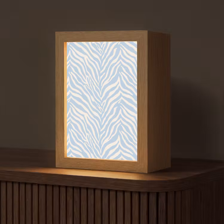 Zebra - Motief - Blauw - Wit Light Box met kabel (Tafellamp) klein 925 -z3d_website