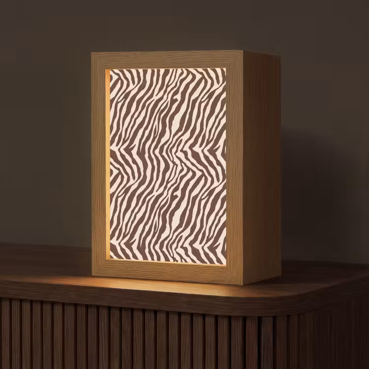 Zebra - Patroon - Zwart - Wit Light Box met kabel (Tafellamp) klein 925 -z3d_website