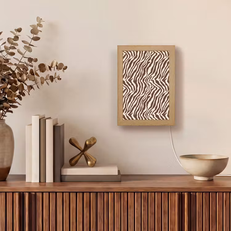 Zebra - Patroon - Zwart - Wit Light Box met kabel (Tafellamp) klein 925 -sfeer2