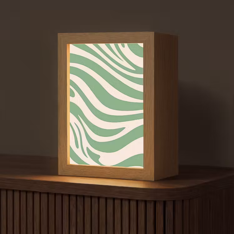 Zebrapatroon - Groen - Retro Light Box met kabel (Tafellamp) klein -z3d_website