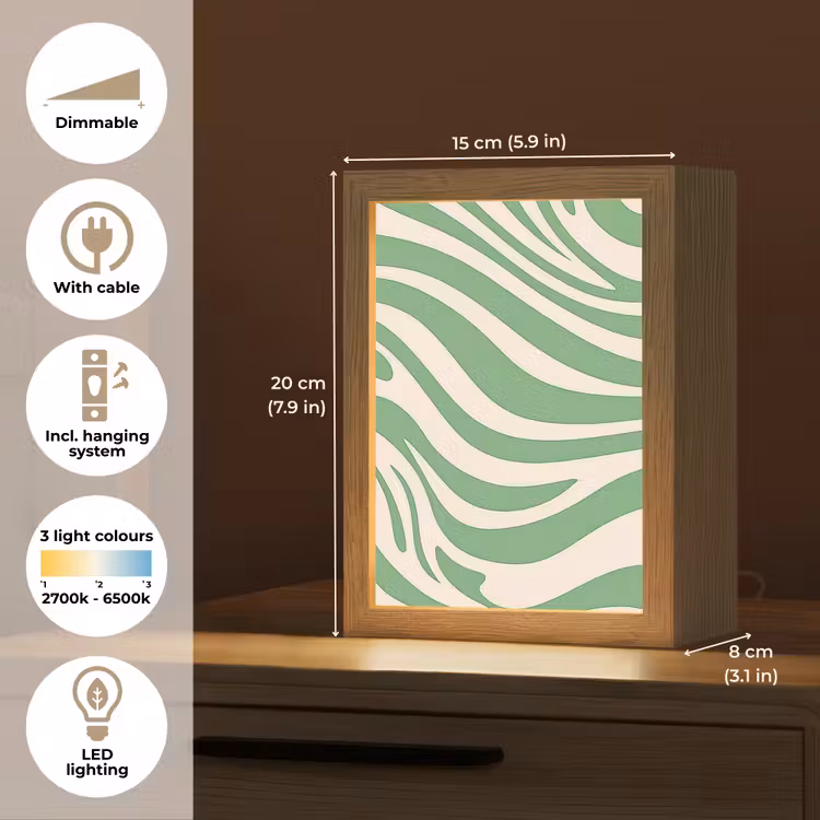 Zebrapatroon - Groen - Retro Light Box met kabel (Tafellamp) klein -USP_EN