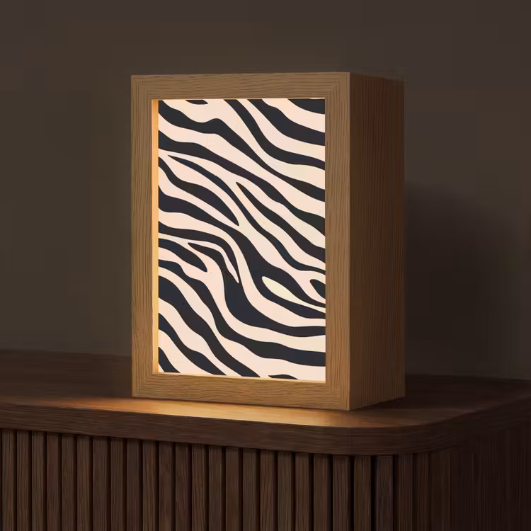Zebraprint - Dynamisch - Roze Light Box met kabel (Tafellamp) klein -z3d_website