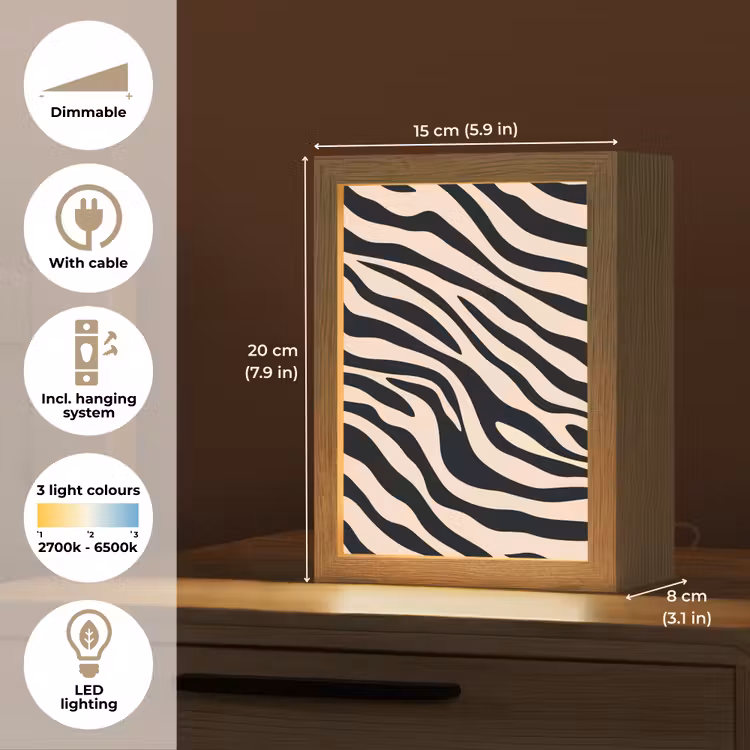 Zebraprint - Dynamisch - Roze Light Box met kabel (Tafellamp) klein -USP_EN