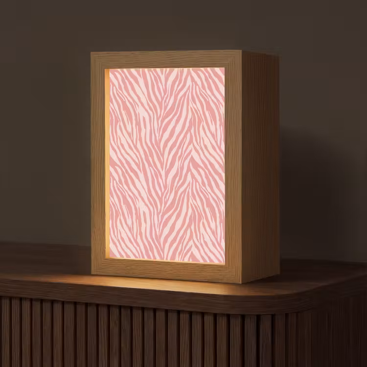 Zebra - Print - Roze Light Box met kabel (Tafellamp) klein 925 -z3d_website