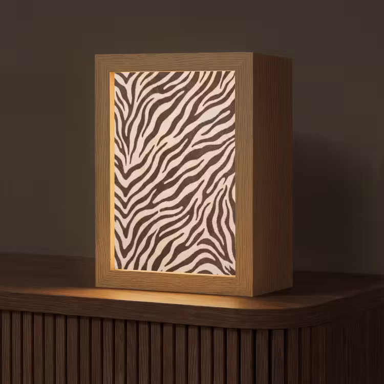 Zebra - Strepen - Bruin Light Box met kabel (Tafellamp) klein -z3d_website