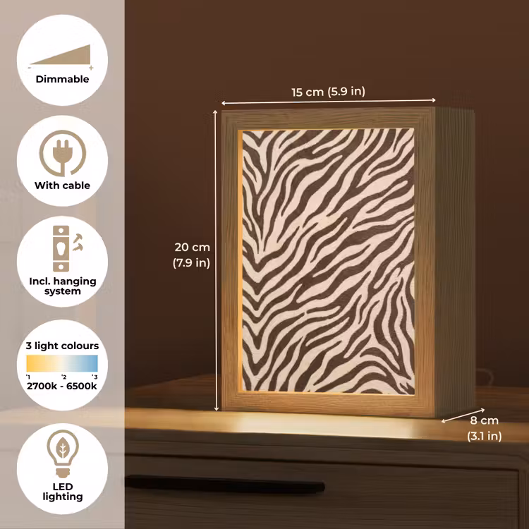 Zebra - Strepen - Bruin Light Box met kabel (Tafellamp) klein -USP_EN
