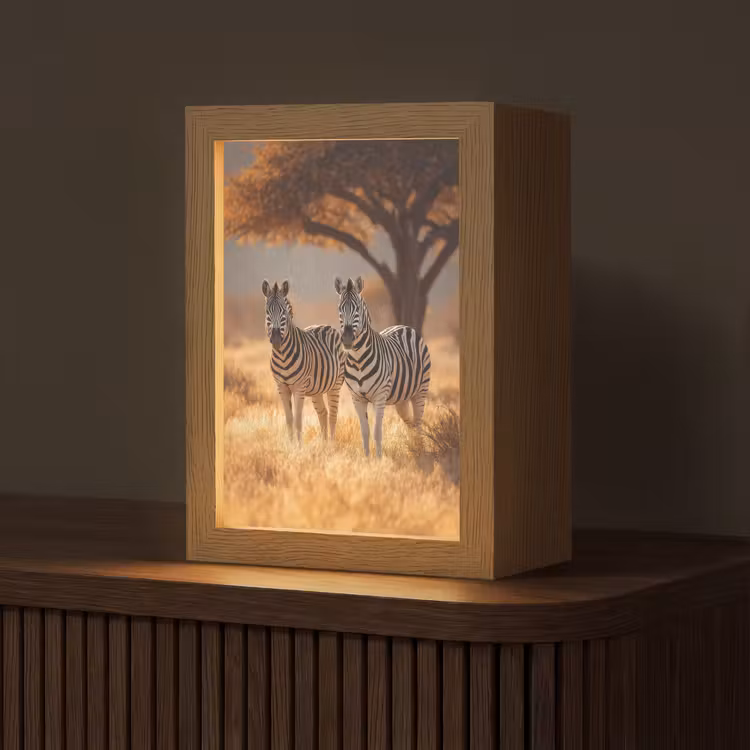 Zebra's - Savannelandschap - Gras Light Box met kabel (Tafellamp) klein -z3d_website