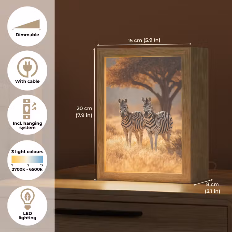 Zebra's - Savannelandschap - Gras Light Box met kabel (Tafellamp) klein -USP_EN