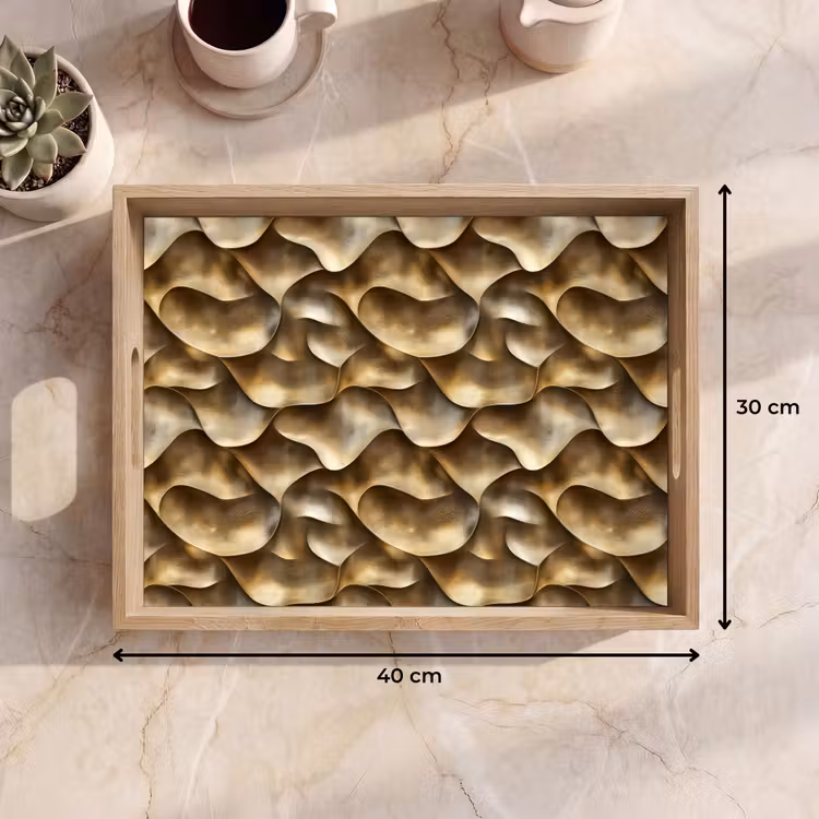Abstract - Antiek - Goud Dienblad Rechthoek middel 911 -USP_Formaat