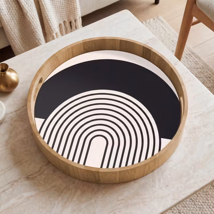 Tray - Abstract - Arch - Modern - Abstract - Boog - Modern Dienblad Rond middel