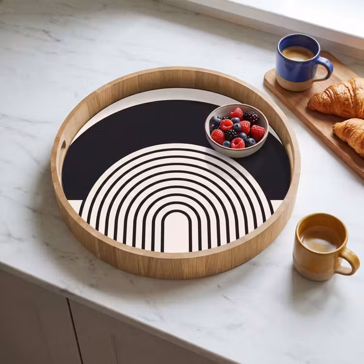 Tray - Abstract - Arch - Modern - Abstract - Boog - Modern Dienblad Rond middel