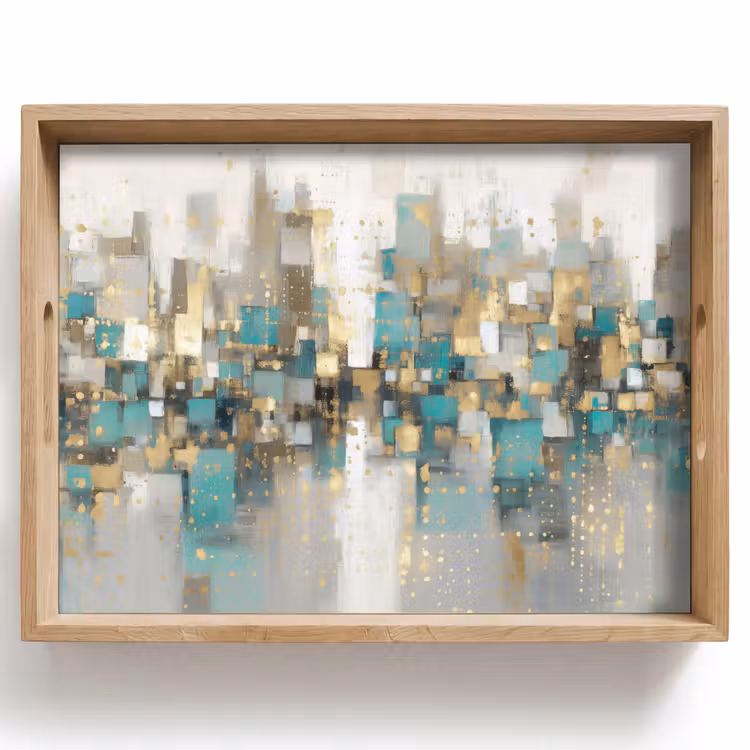 Abstract - Blokken - Goud - Skyline Dienblad Rechthoek middel -z3d_shopping
