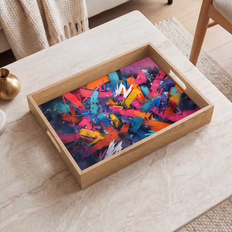 Abstract - Explosie - Neonkleuren Dienblad Rechthoek middel -sfeer1