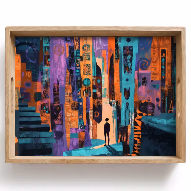 Abstract - Figuren - Kleurrijk Dienblad Rechthoek middel -z3d_shopping