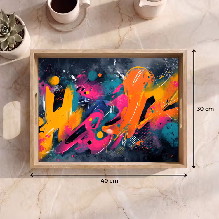 Abstract - Graffiti - Kleurrijk - Verfspatten Dienblad Rechthoek middel -USP_Formaat