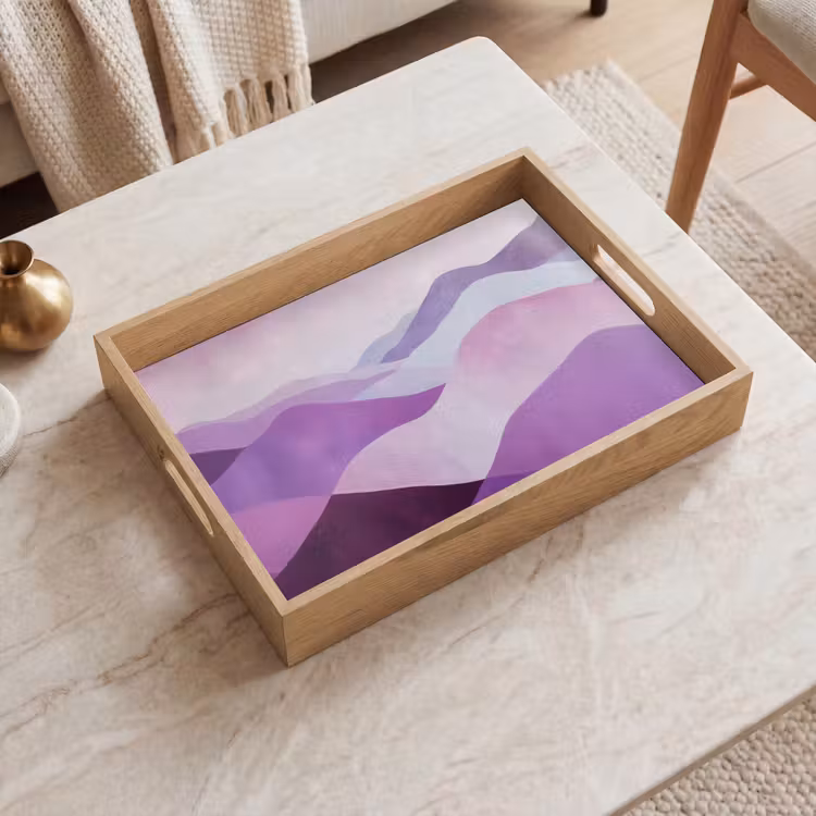 Abstract - Heuvels - Landschap - Paars Dienblad Rechthoek middel -sfeer1
