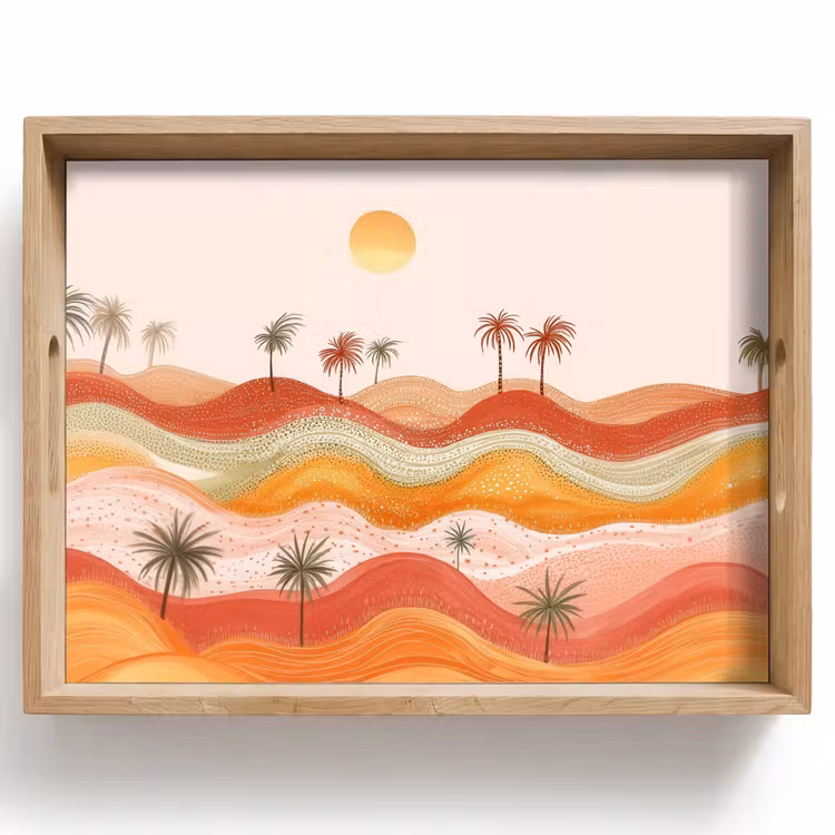 Abstract landschap - Palmbomen - Kleurrijk Dienblad Rechthoek middel -z3d_shopping