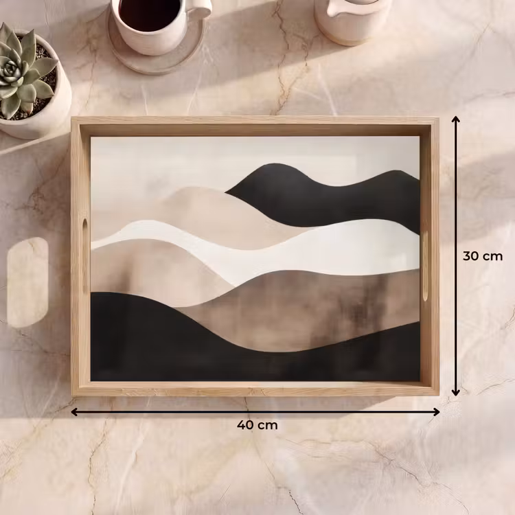 Abstract - Landschap - Golven - Crèmekleur Dienblad Rechthoek middel -USP_Formaat