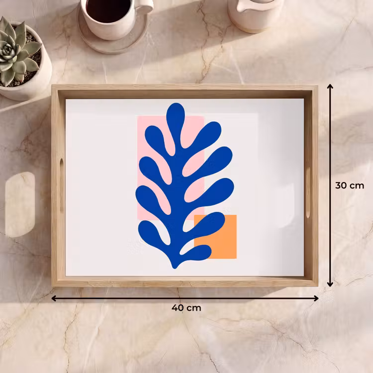 Abstract - Blad - Blauw - Rechthoeken Dienblad Rechthoek middel -USP_Formaat
