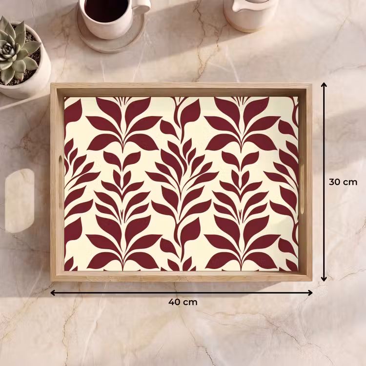 Abstract - Bladeren - Burgundy Dienblad Rechthoek middel 911 -USP_Formaat