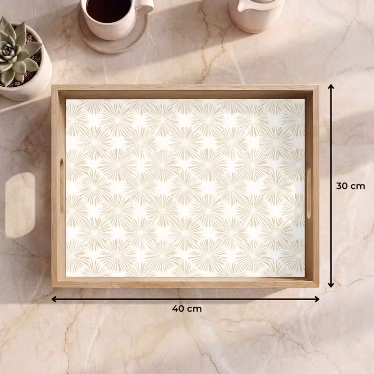 Abstract - Motief - Beige Dienblad Rechthoek middel 911 -USP_Formaat