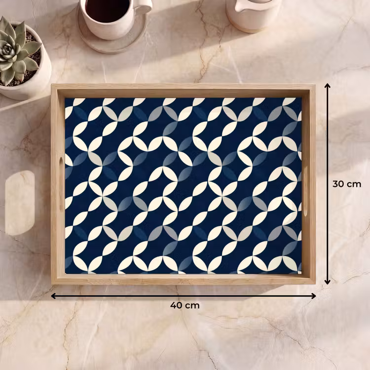 Abstract - Patroon - Blauw Dienblad Rechthoek middel 911 -USP_Formaat