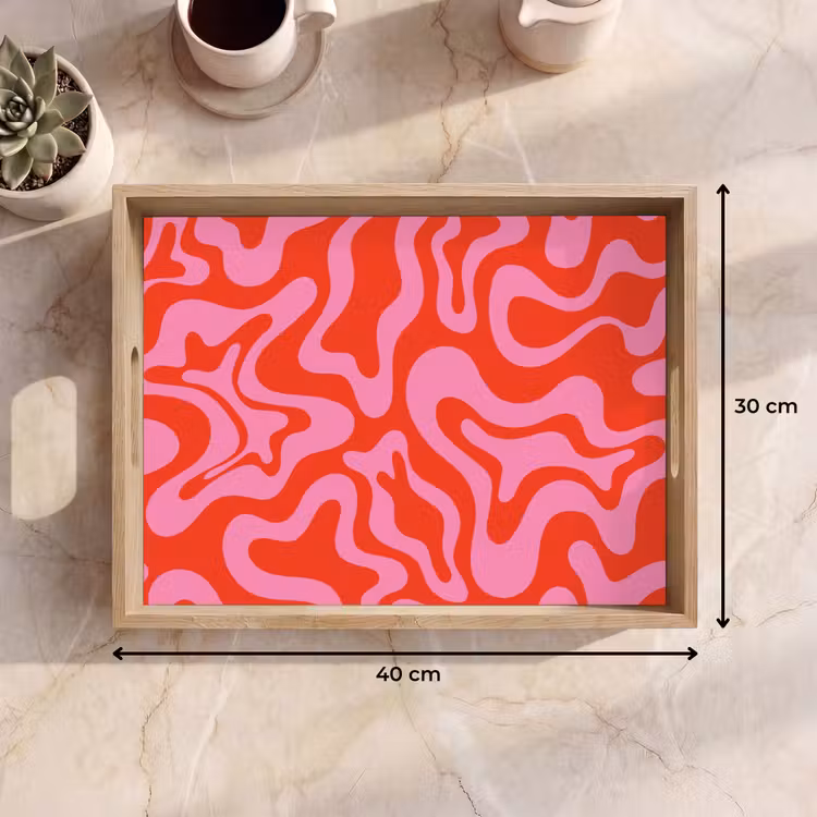 Abstract - Patroon - Rood - Roze - Minimalistisch Dienblad Rechthoek middel -USP_Formaat