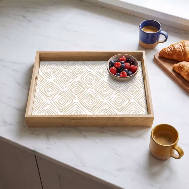 Abstract - Ruit - Beige Dienblad Rechthoek middel 911 -sfeer2