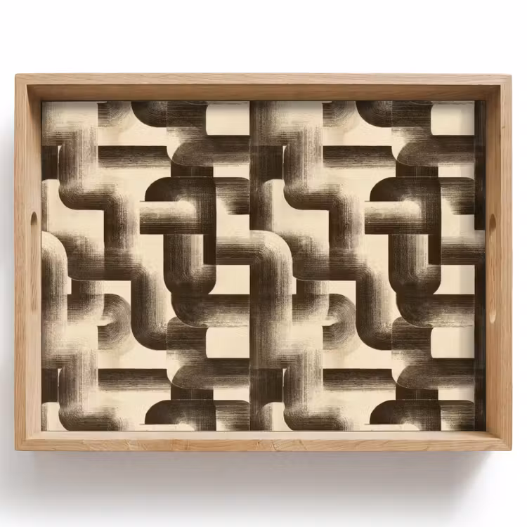 Abstract - Retro - Zwart Dienblad Rechthoek middel 911 -z3d_shopping