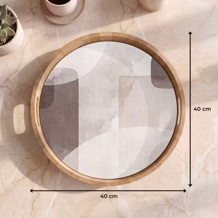 Tray - Abstract Shapes - Beige - Abstracte vormen - Beige Dienblad Rond middel