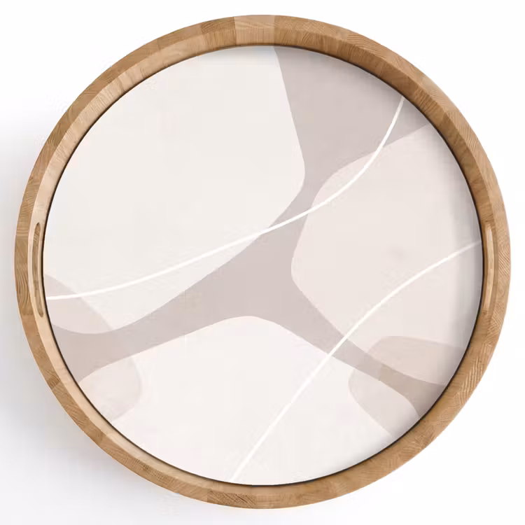 Tray - Abstract - Shapes - Beige - Abstract - Vormen - Beige Dienblad Rond middel