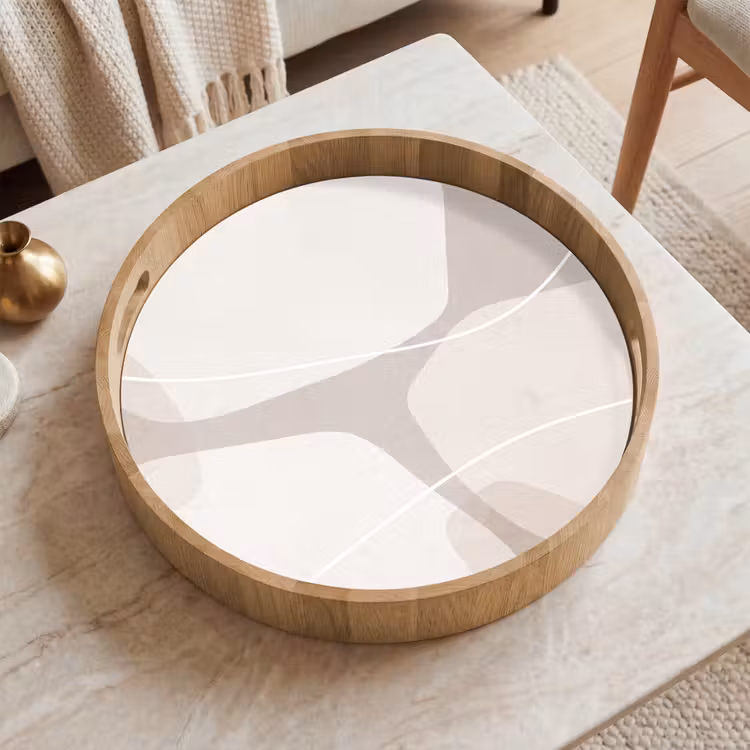 Tray - Abstract - Shapes - Beige - Abstract - Vormen - Beige Dienblad Rond middel