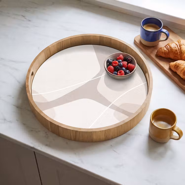 Tray - Abstract - Shapes - Beige - Abstract - Vormen - Beige Dienblad Rond middel