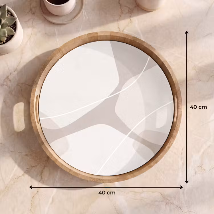 Tray - Abstract - Shapes - Beige - Abstract - Vormen - Beige Dienblad Rond middel