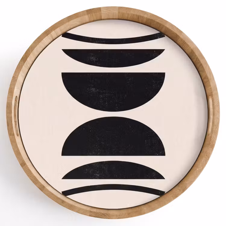 Tray - Abstract - Shapes - Black - Abstract - Vormen - Zwart Dienblad Rond middel
