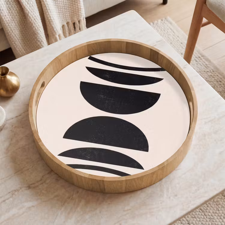 Tray - Abstract - Shapes - Black - Abstract - Vormen - Zwart Dienblad Rond middel