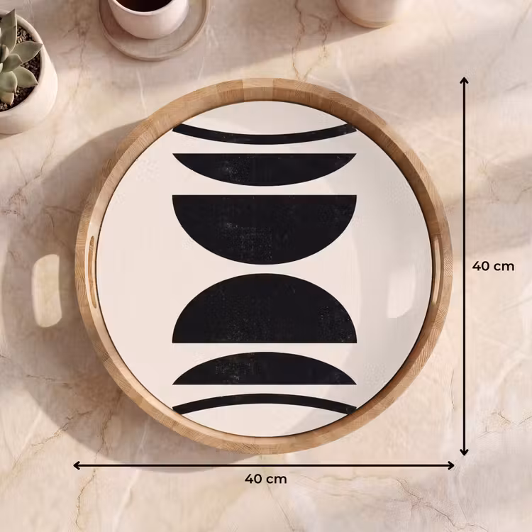 Tray - Abstract - Shapes - Black - Abstract - Vormen - Zwart Dienblad Rond middel