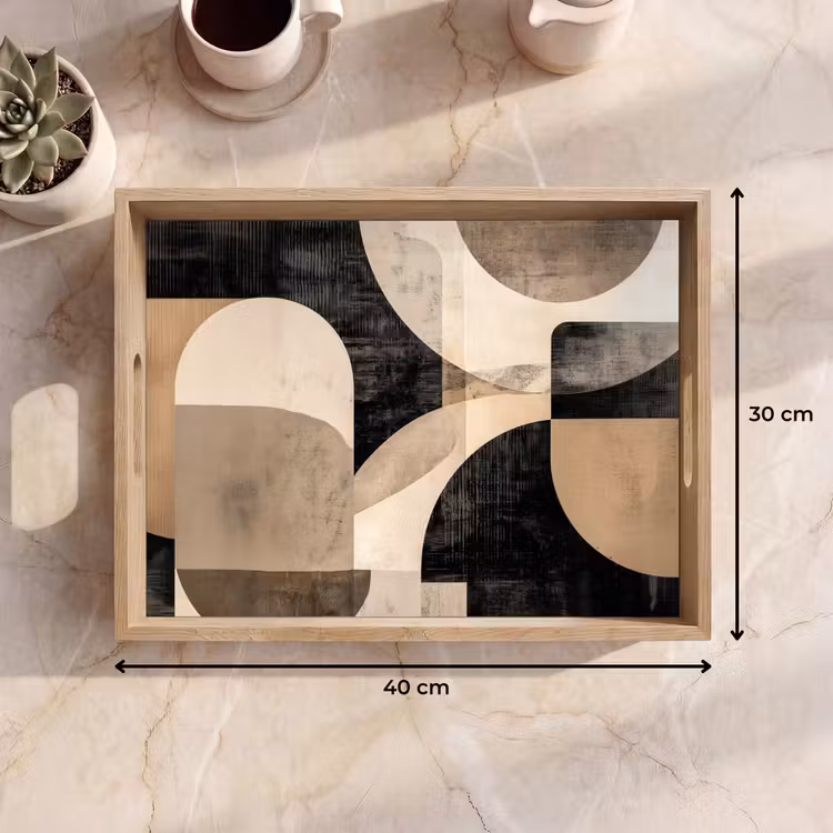 Abstract - Vormen - Modern - Beige Dienblad Rechthoek middel -USP_Formaat