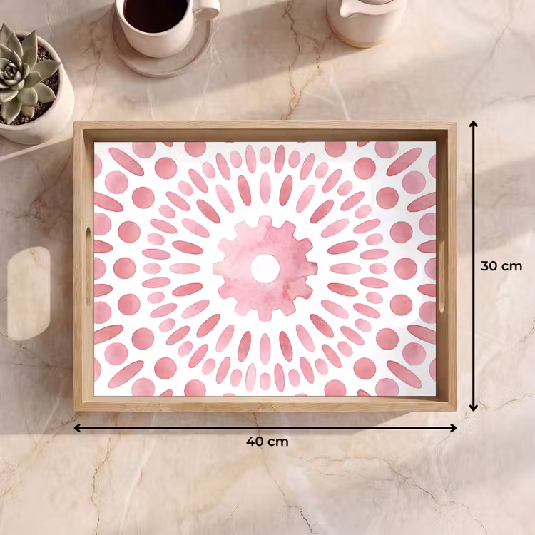 Abstract - Vormen - Patroon - Aquarel - Roze Dienblad Rechthoek middel -USP_Formaat