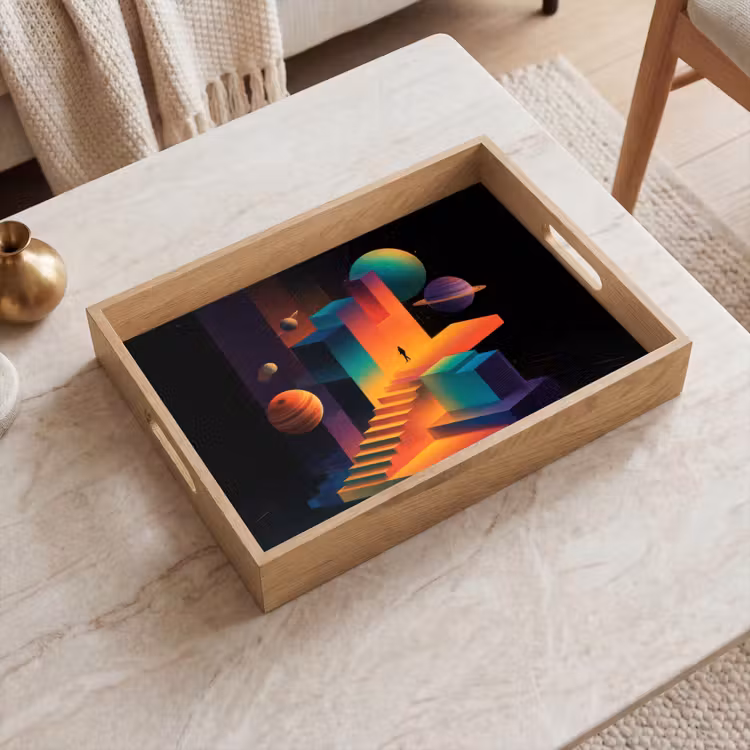Abstract - Trappen - Mens - Planeten Dienblad Rechthoek middel -sfeer1