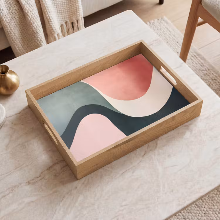 Abstract - Golven - Sierlijk - Roze Dienblad Rechthoek middel -sfeer1