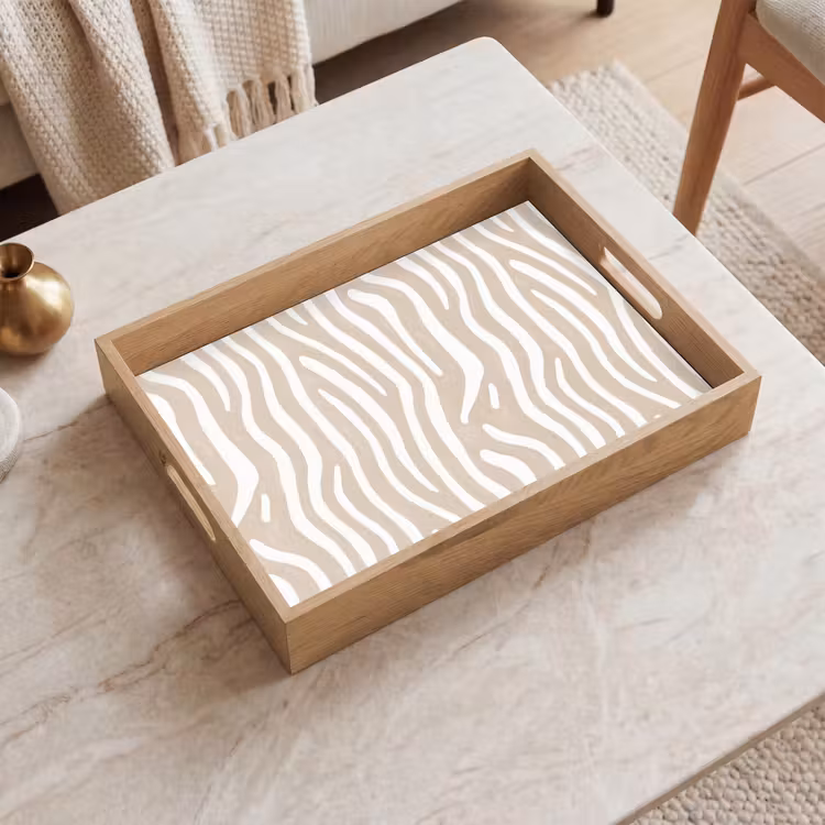 Abstract - Zebra - Beige Dienblad Rechthoek middel 911 -sfeer1