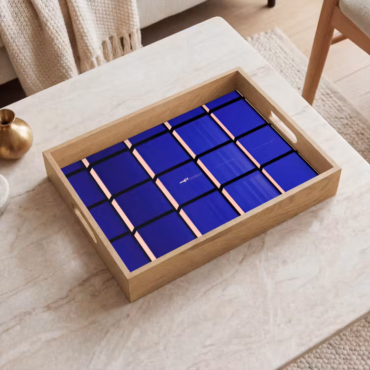 Vliegtuig - Ruiten - Blauw - Rechthoekig Dienblad Rechthoek middel -sfeer1