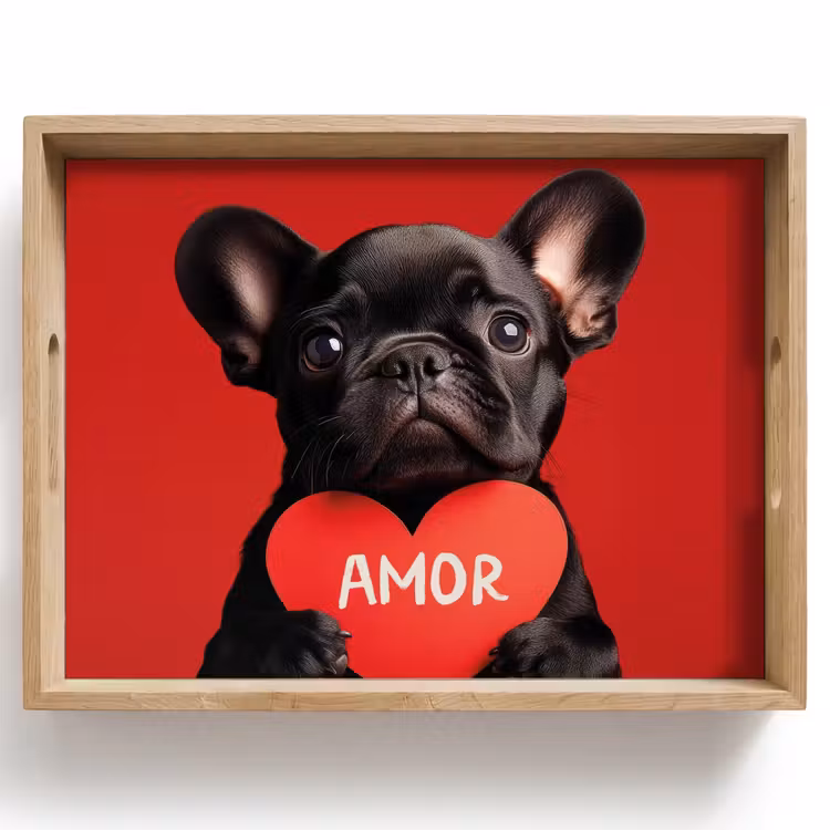 Amor - Hond - Hartje - Rood Dienblad Rechthoek middel -z3d_shopping