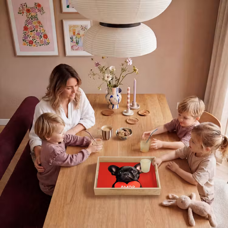 Amor - Hond - Hartje - Rood Dienblad Rechthoek middel -sfeer4