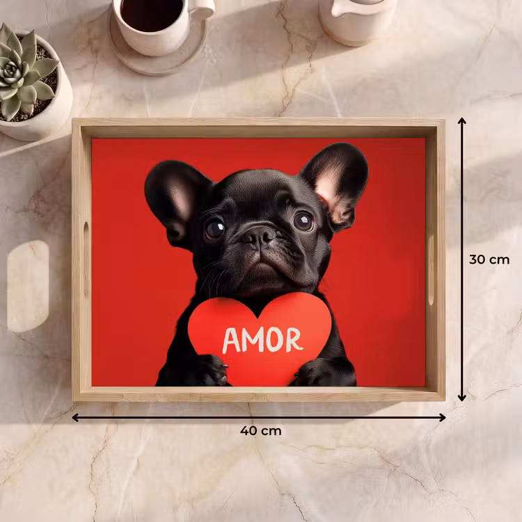 Amor - Hond - Hartje - Rood Dienblad Rechthoek middel -USP_Formaat