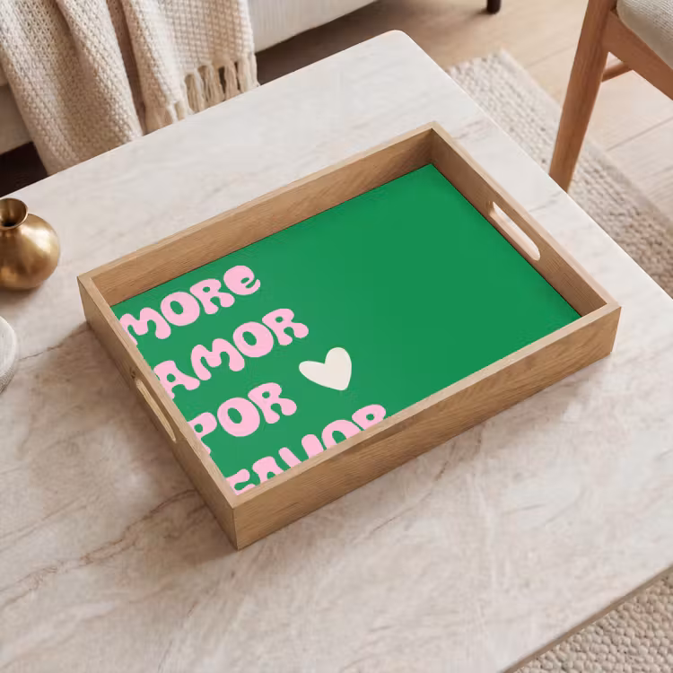 Amor - Valentijn - Groen - Tekst Dienblad Rechthoek middel -sfeer1