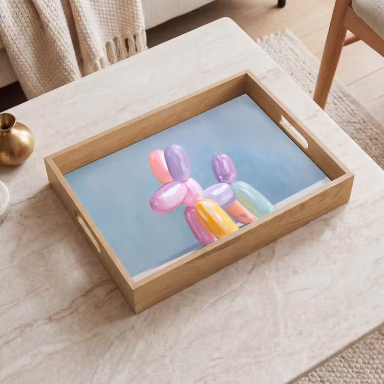 Dier - Ballon - Pasteltinten - Glanzend Dienblad Rechthoek middel -sfeer1