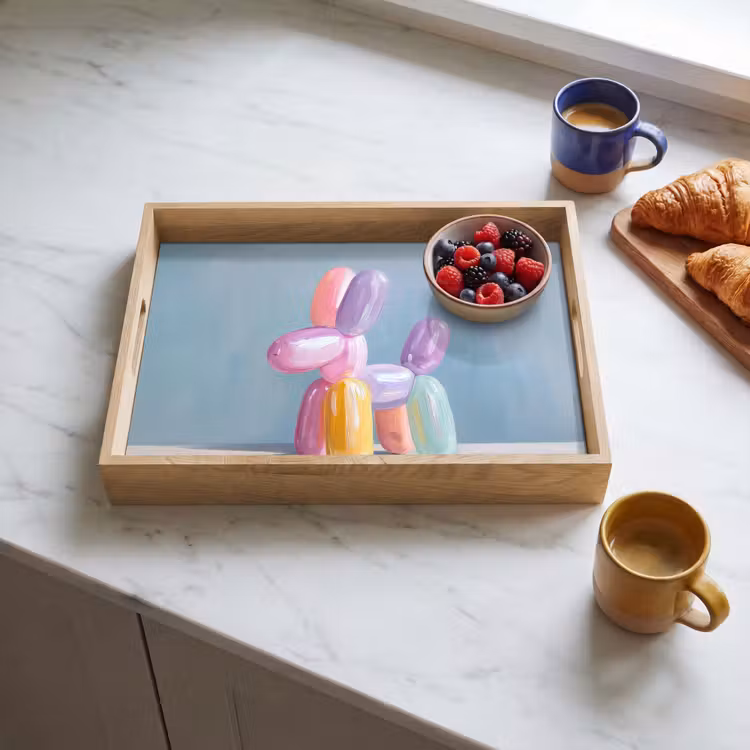 Dier - Ballon - Pasteltinten - Glanzend Dienblad Rechthoek middel -sfeer2